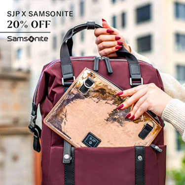 SJP X Samsonite 20% off icon