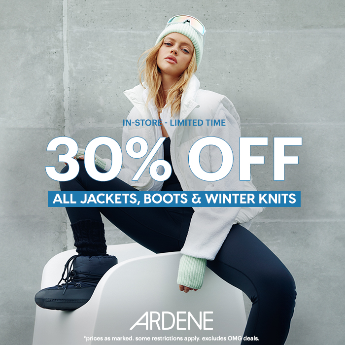 30% off all jackets, boots & winter knits icon