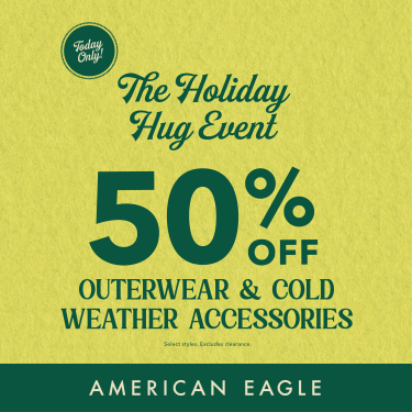 American Eagle Outfitters – TODAY ONLY! 50% Off Outerwear and Cold-Weather Accessories icon