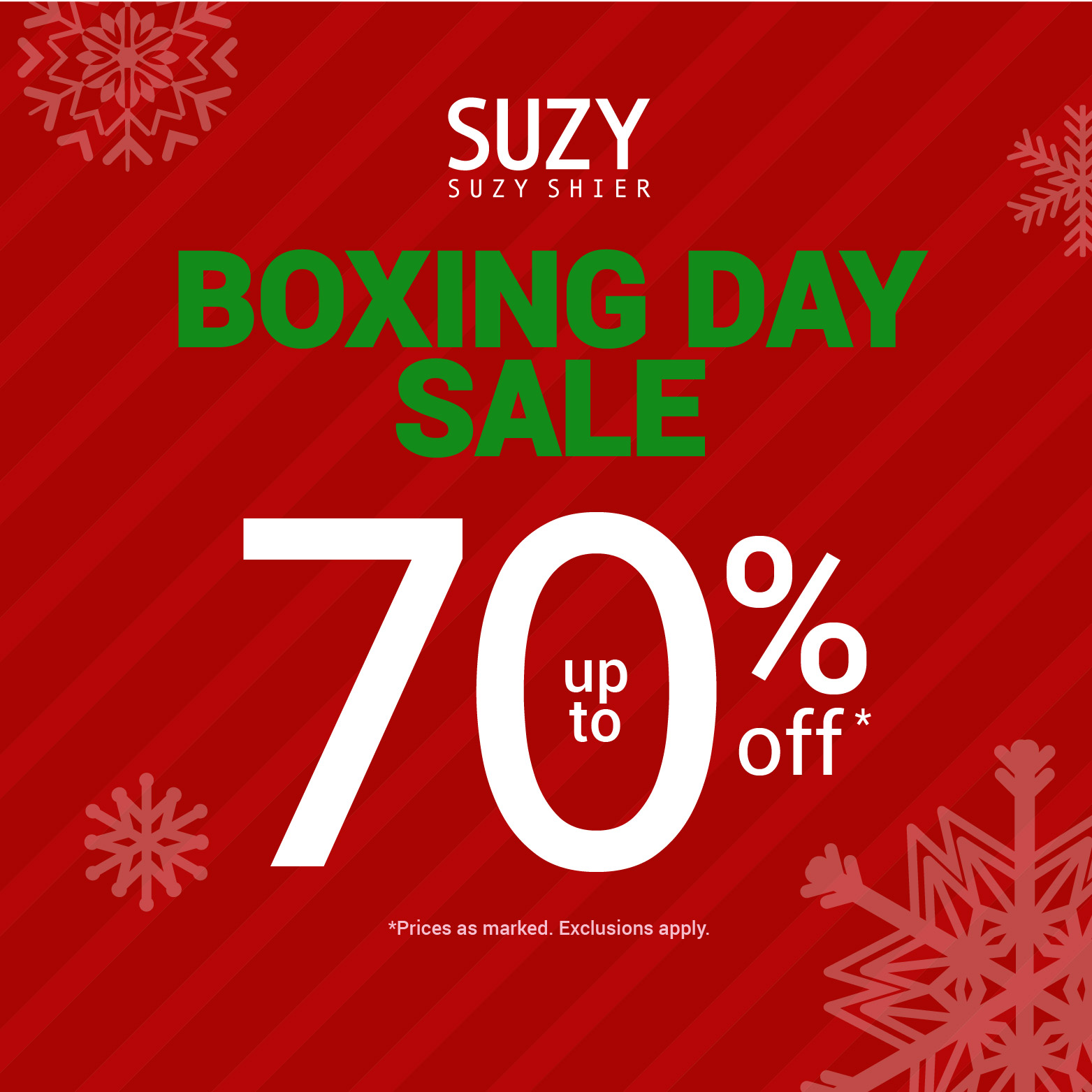 SUZY SHIER: UP TO 70% OFF – BOXING DAY SALE icon