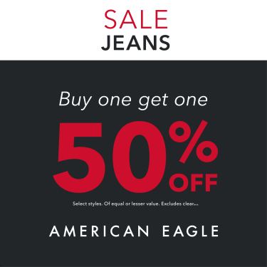 American Eagle Jeans Buy One Get One 50% Off! Select Styles icon