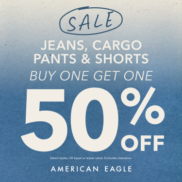 American Eagle Select Jeans, Cargos, + Shorts BOGO 50% Off! icon