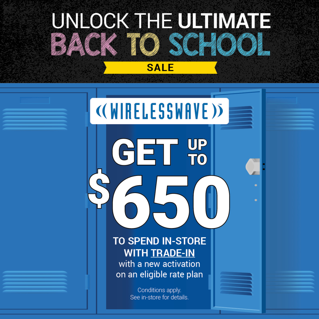 WIRELESSWAVE – Get up to $650 to spend in-store with trade-in* icon