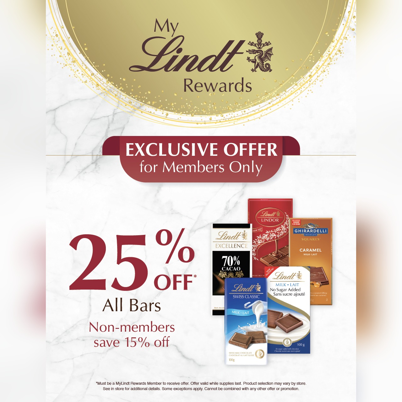 Members save 25% off bars! icon
